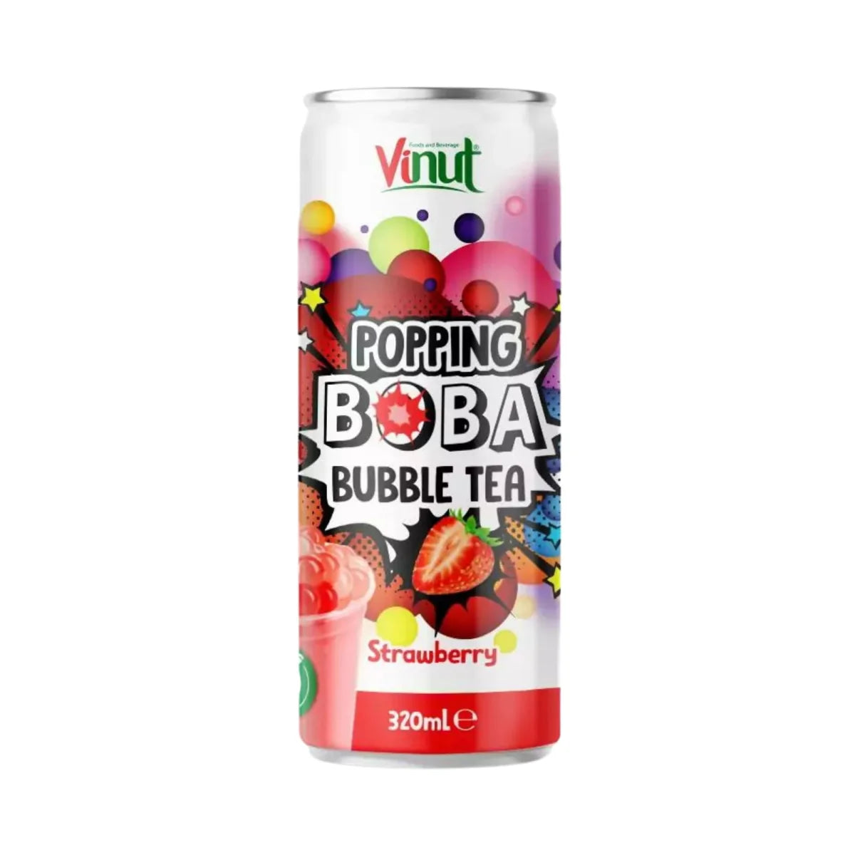Popping Boba Bubble Tea Drink - Strawberry - 320ml MHD:10.10.2025