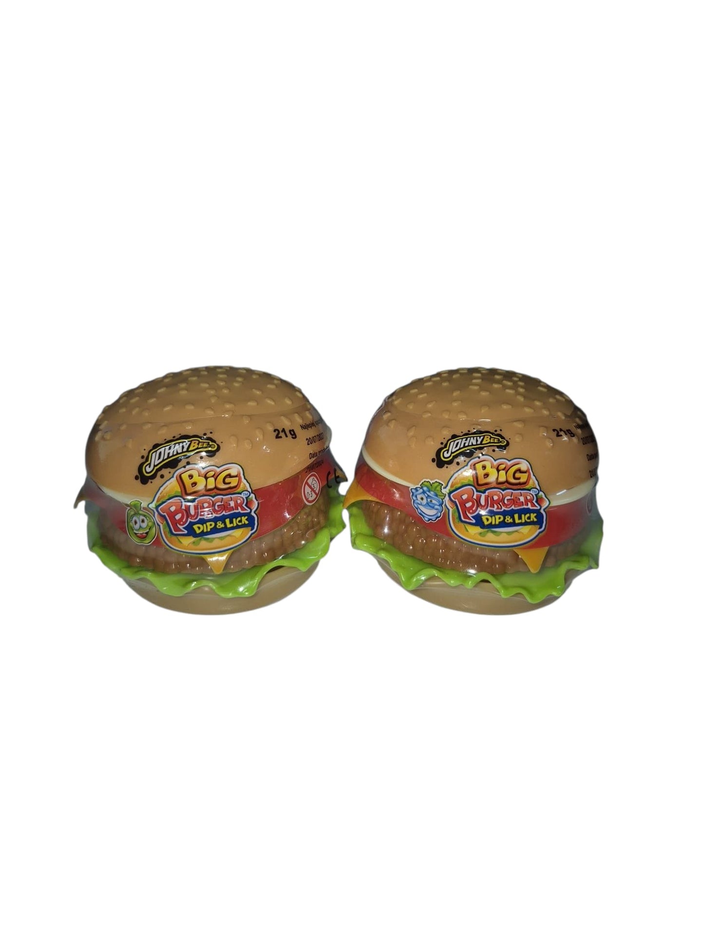 Johny Bee Big Burger Dip & Lick, Lutscher mit Überraschungsgeschmack-Pulver 2x21g