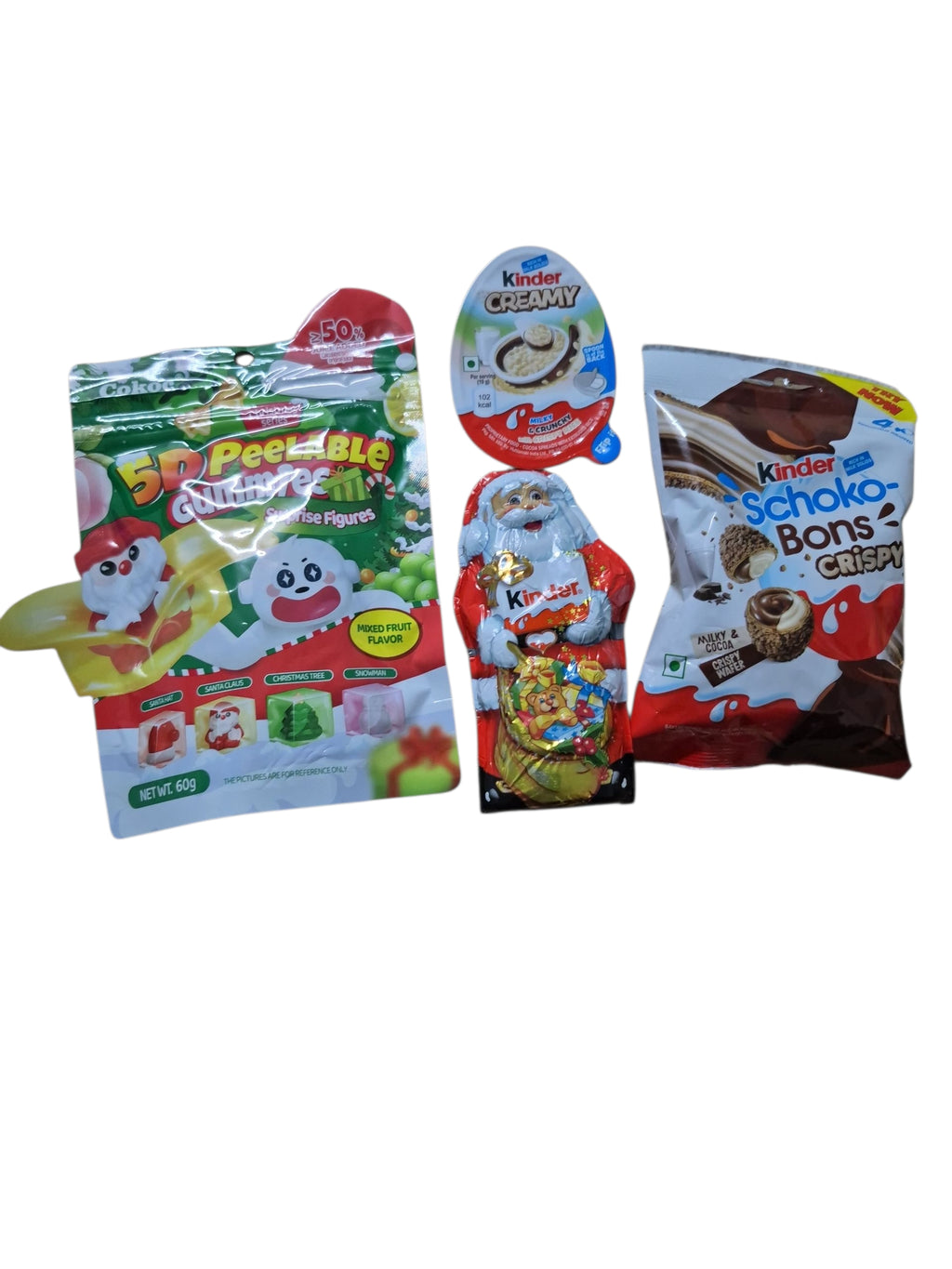 Nikolaus Tüte gefüllt mit Nikolaus, Weihnachts Peeling, Kindercreamy und Kinder Schokobons Crispy