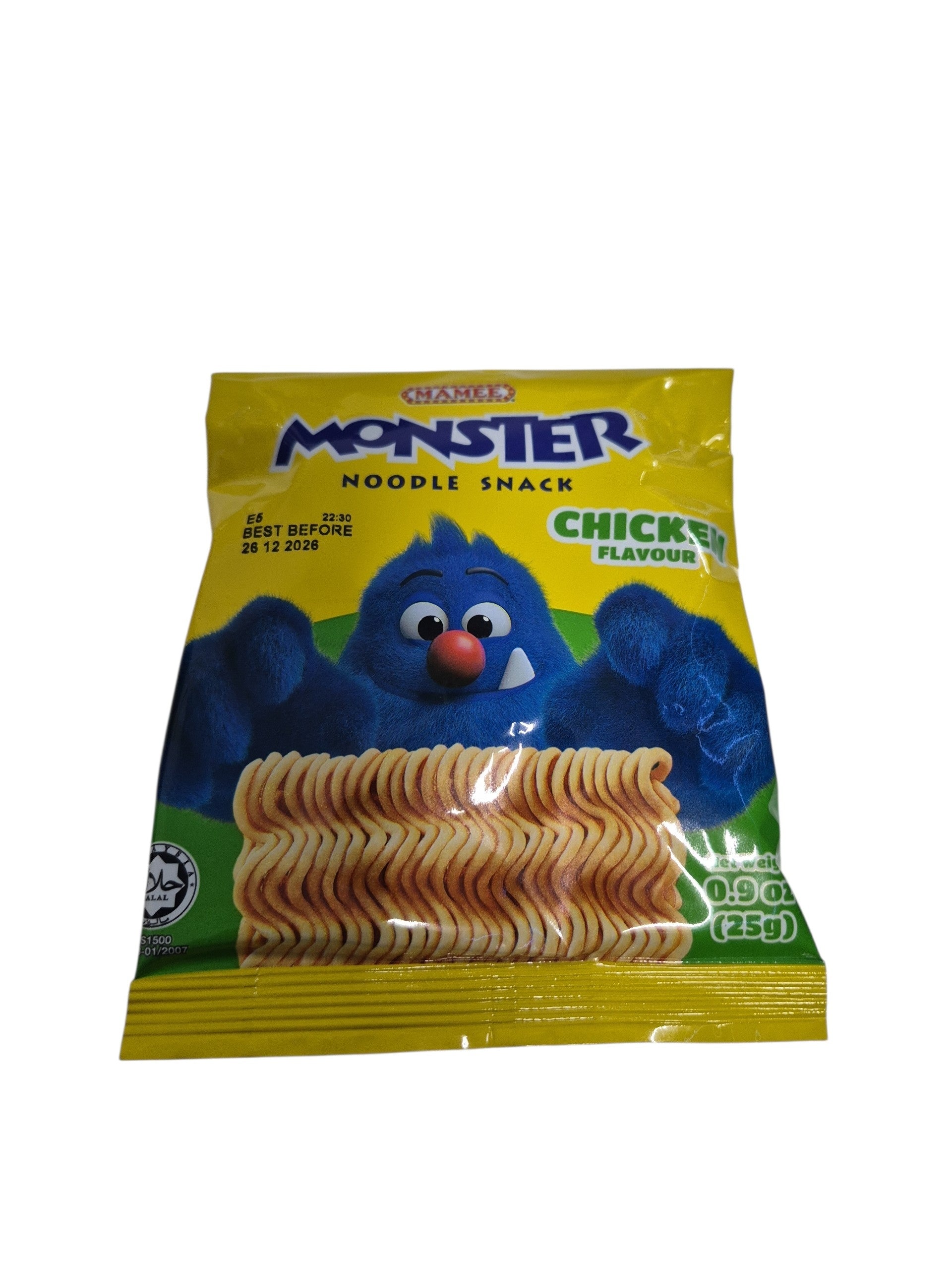 MAMEE Monster-Nudelsnack im Beutel – Hühnergeschmack 25g