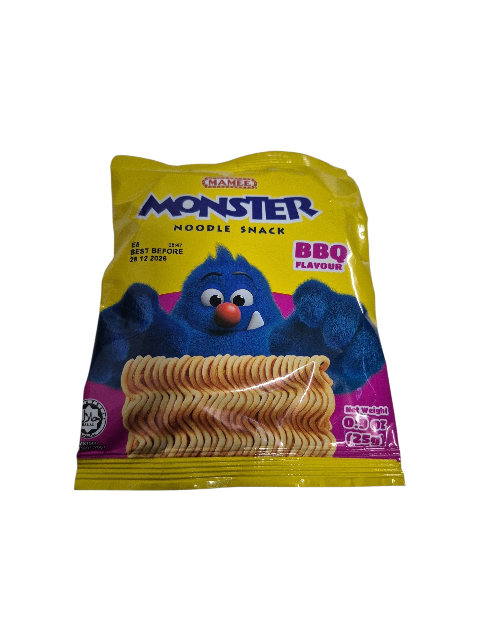 MAMEE Monster-Nudelsnack im Beutel – BBQ Geschmack 25g