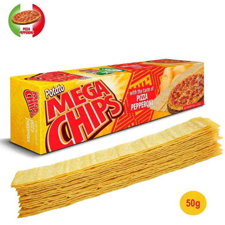 Potato Mega Chips Pepperoni Pizza - Knusprige Kartoffelchips ohne Palmöl 50g