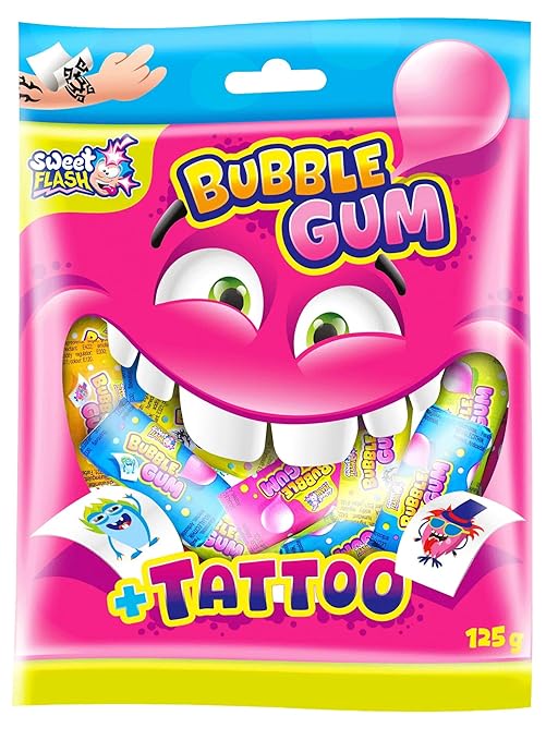Bubble Gum & Tattoos einzeln verpackte Kaugummis mit Tattoo-Sticker 125g