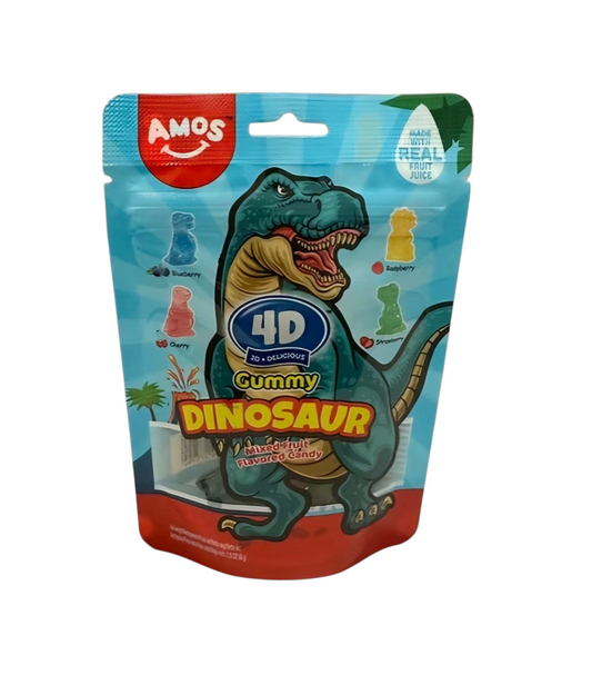 Amos 4D Gummy Dinosaur I Fruchtgummi Dinosaurier in detaillierter 3D Form 65g