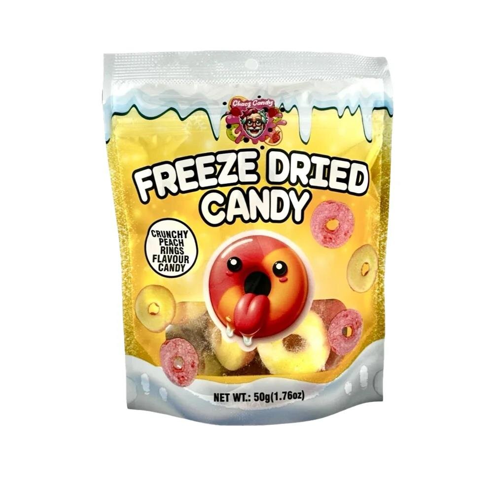 Chaos Candy - Freeze Dried Candy Crunchy Peach Rings 50g Beutel