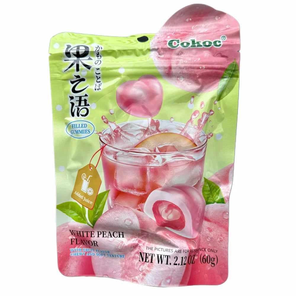 Cokoc White Peach Filled Gummies 60g MHD:24.01.2027