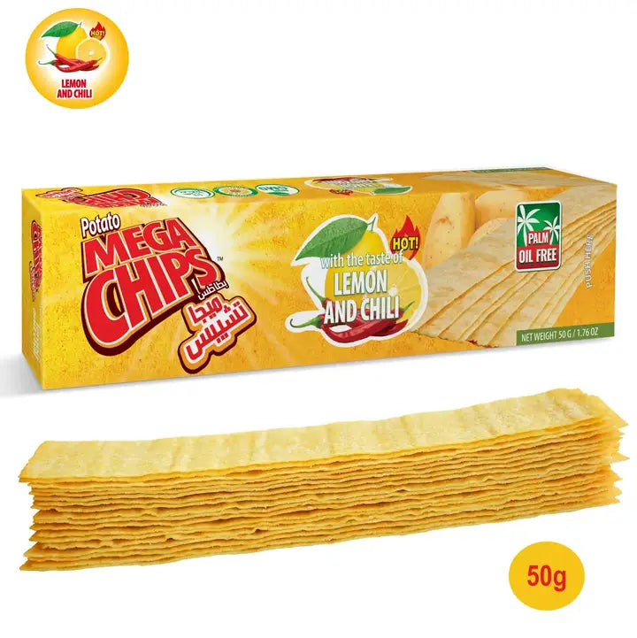 ZITRONEN- UND CHILI-KARTOFFEL-MEGACHIPS 50g