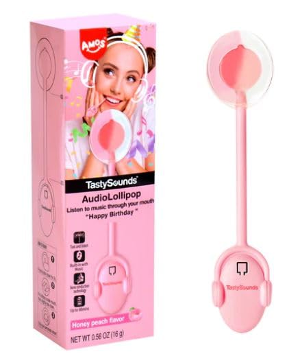 Amos Tastysounds Lollipop - (Birthday Girl/Peach) 12g