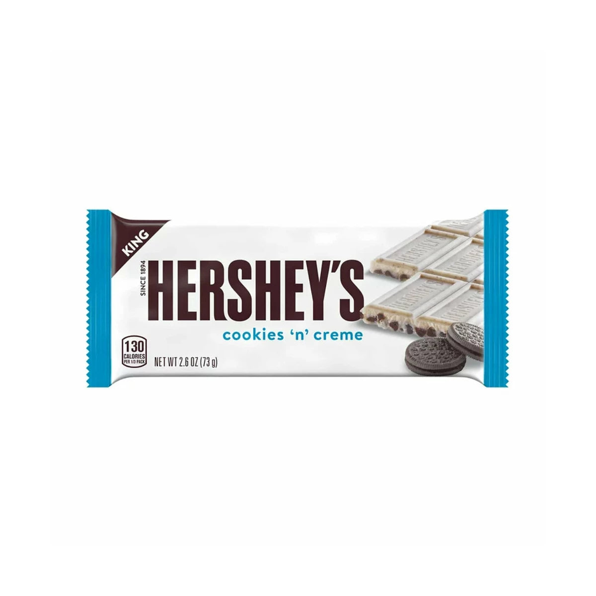 Hersheys Cookies n Creme King - Knuspriger Schokoladenriegel mit Keksstücken, 73g