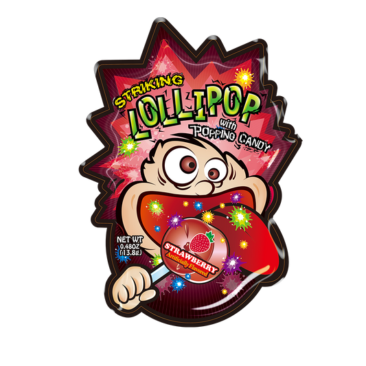 Striking Lollipop with Popping Candy Strawberry 13.8g