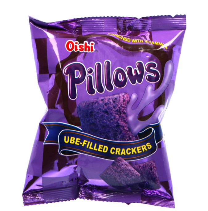 Oishi Pillows 38g Ube Filled Crackers Cracker mit Ube Geschmack Philippinen lila