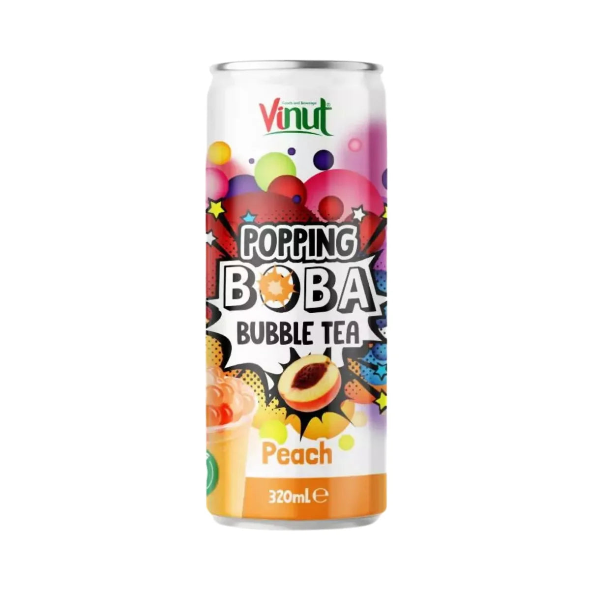 Popping Boba Bubble Tea Drink - Peach - 320ml MHD:10.10.2025